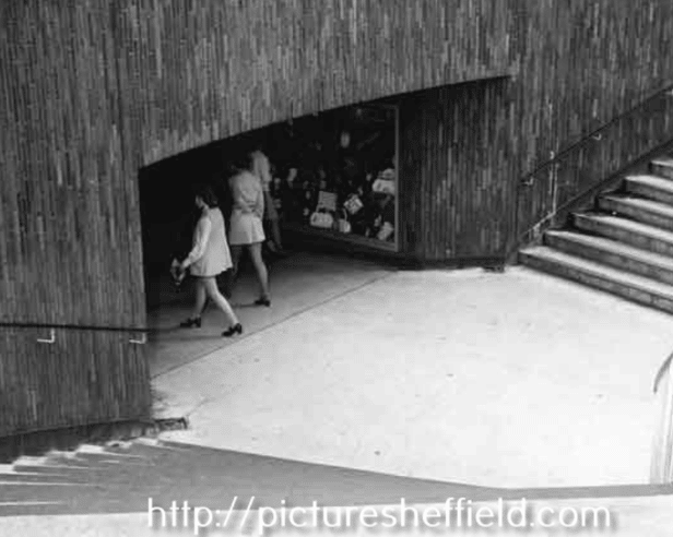 Entrance to the subway in 1970 with a shop display visible. Picture Sheffield