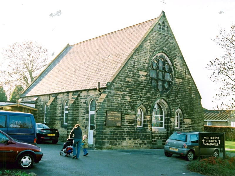 Shadwell Methodist Church pictured in 2003. The original Methodist Chapel was consecrated in July 1814. This is now the Sunday School and Shadwell library. The church seen here was opened in October 1892.