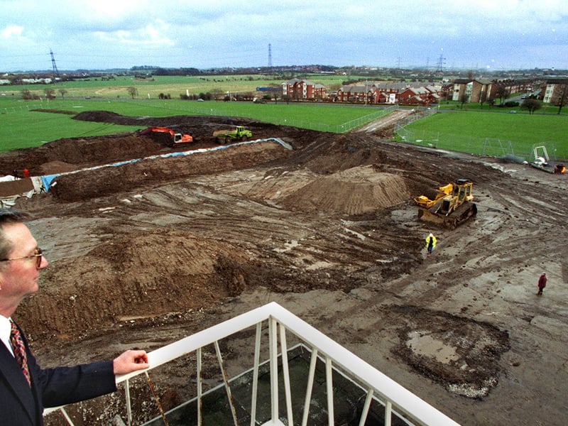 Collegiate High School headteacher Keith Clark  surveys the work on the playing fields. (methane Gas on landfill site story)