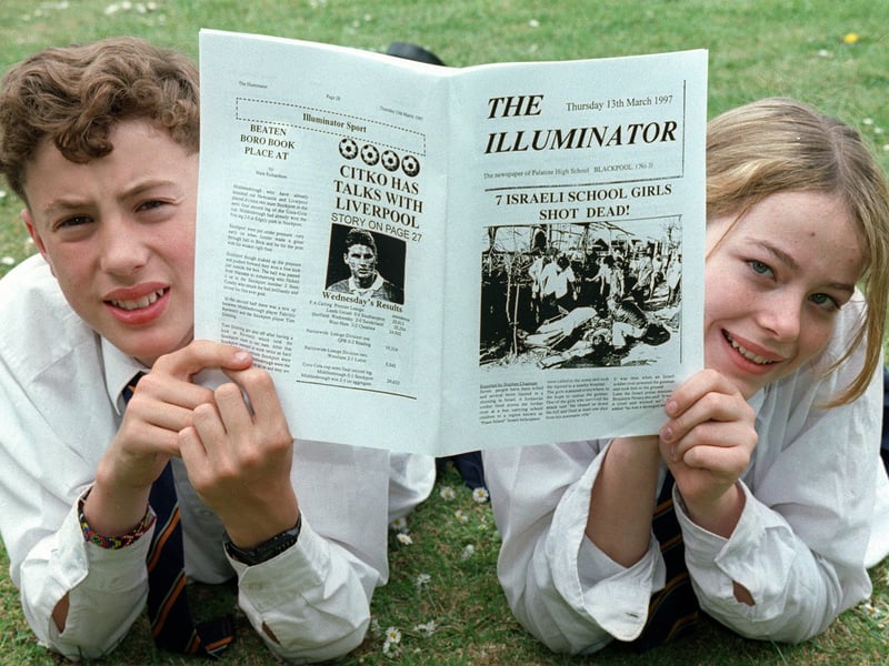 Two members of the team from Palatine High School, Blackpool, which was highly commended at the Times Educational Supplement Newspaper day. Pictured with their successful newspaper "The Illuminator", are Susan Gallon and Stephen Chapman.