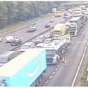 The M1 southbound has been closed by police this morning (June 5) following a unspecified police incident, with traffic queueing for miles around J27.