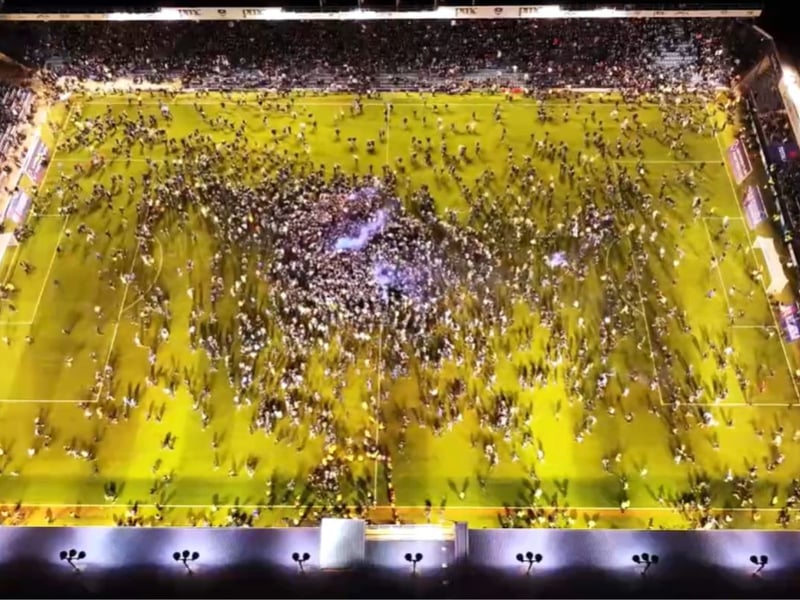 Brilliant drone footage of fans taking to the pitch captured by
Marcin Jedrysiak against Barnsley.