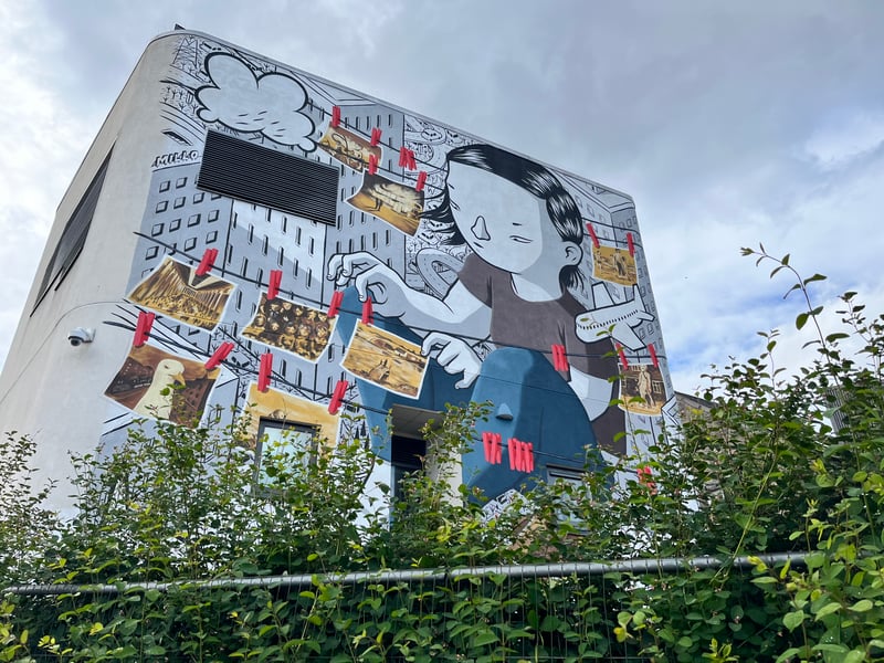 Italian artist Millo took inspiration from many iconic aspects of Aberdeen, such as the 17ft snowman made by residents in 1963, seagulls and even the burning of the city's trams. While festival organiser Aberdeen Inspired is typically involved in helping artists research, Millo conducted all of his own for this Nuart Aberdeen project.
