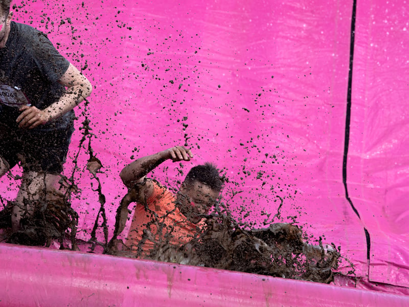 The Mud Chute is the highlight of the course.