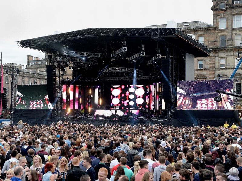 From 23-25 May 2014, Radio 1's Big Weekend arrived at George Square with acts such as One Direction, Coldplay and Calvin Harris taking to the stage in Glasgow city centre.