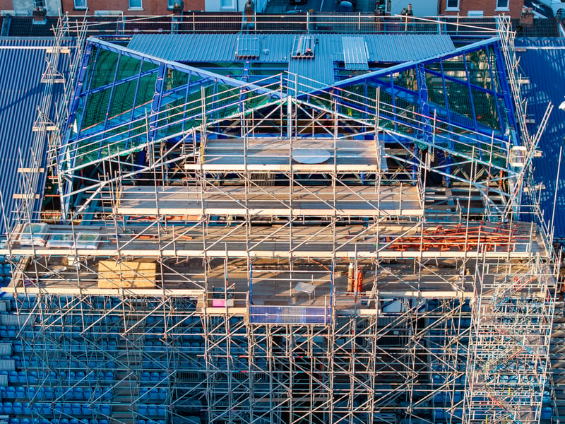 Pompey's work is continuing on the new South Stand TV gantry at Fratton Park. Pic: Marcin Jedrysiak (https://www.marcinjedrysiakphotography.com/)