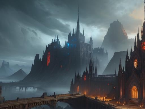 NightCafe's vision of Preston in a thousand years is quite the dark and gritty offering. Fans of Warcraft would probably feel quite at home here. 