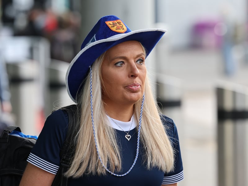 Sporting a retro 150th anniversary shirt and Scotland cowboy hat, this fan looks fully prepared for Euro 2024.