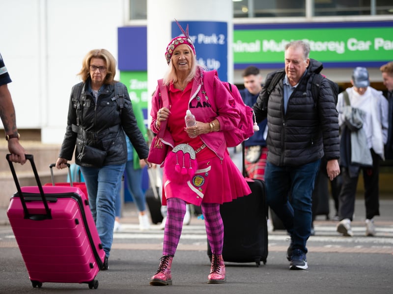 What an outfit! In this brilliant pink get up, she will stand out for all the right reasons in Germany.