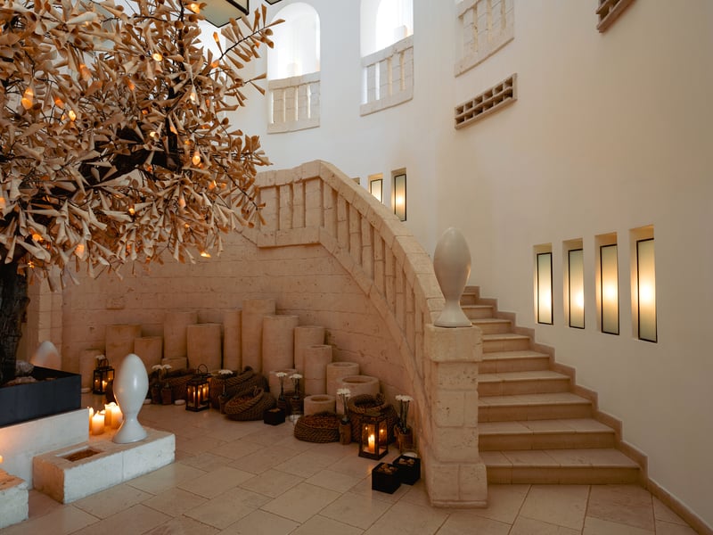 A stone staircase at Borgo Egnazio