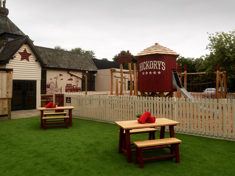 A secure children's play area means families can sit back and relax at Hickory's Smokehouse.