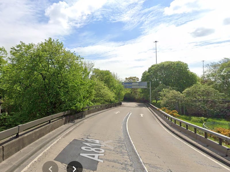 Northbound traffic from the Clyde Tunnel heading onto the eastbound Clydeside Expressway must stay in the right hand lane of a curving slip road until just before an exit slip road to the left onto Dumbarton Road at the Sawmill roundabout. Picture: Google Street View