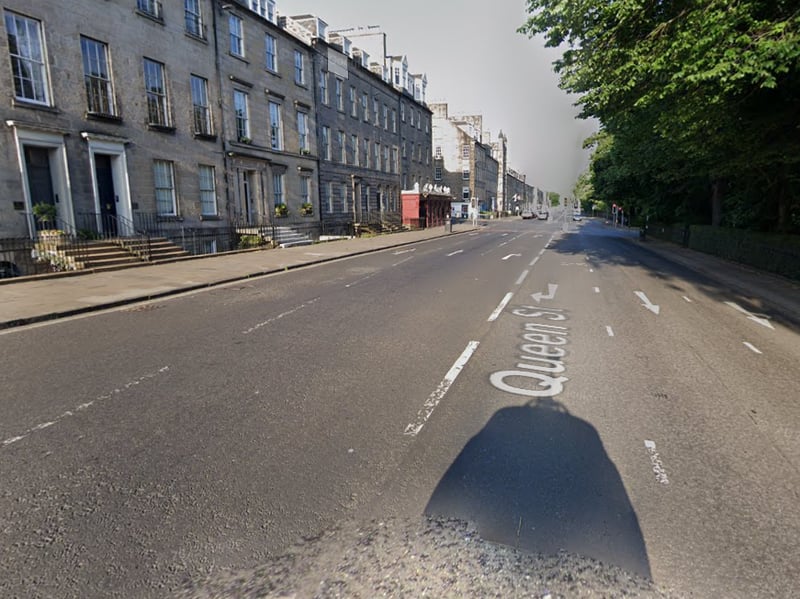 Queen Street westbound in Edinburgh widens from two to the three lanes approaching the Frederick Street/Queen Street Garden West junction, catching out drivers in the right lane wanting to go straight on because it funnels them into a right turn lane. Picture: Google Street View
