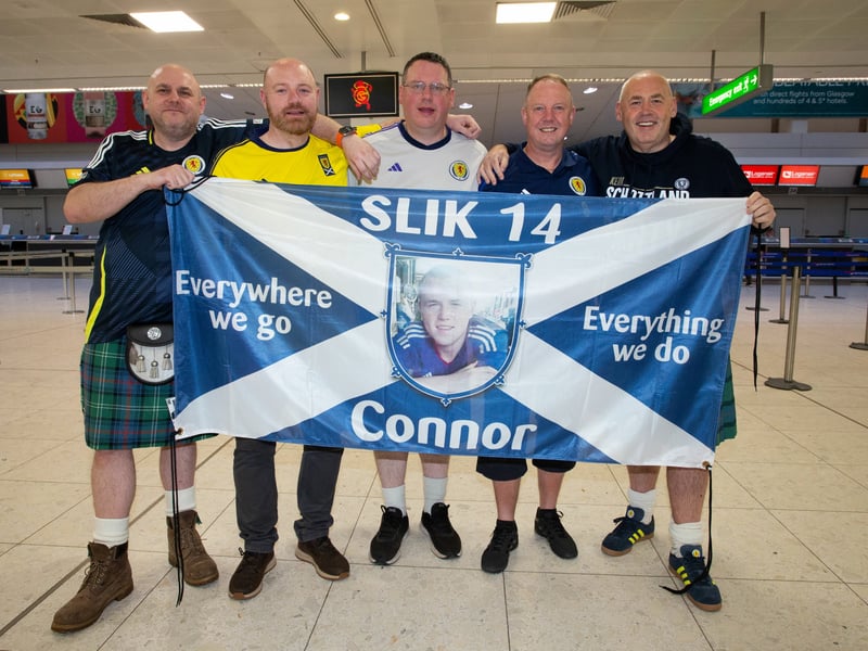 Scotland fans are ready to leave Glasgow Airport.