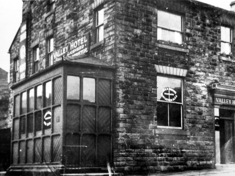 The Valley Hotel at the junction of Station Road, foreground, and Valley Road, to the left. The building in the distance on the left may be Crank Cottage.