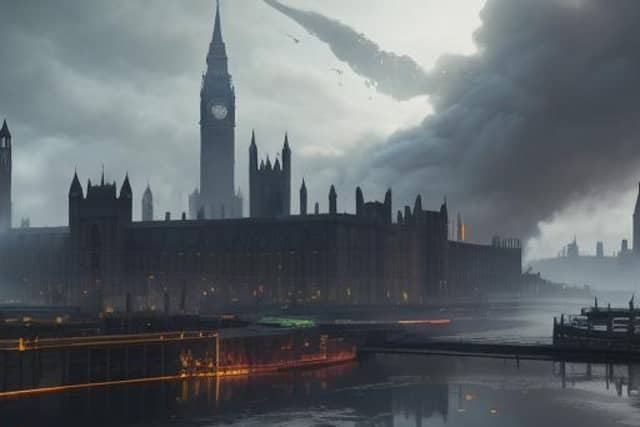 AI predictions show what impact climate change could have on major British cities. Photos via NightCafe