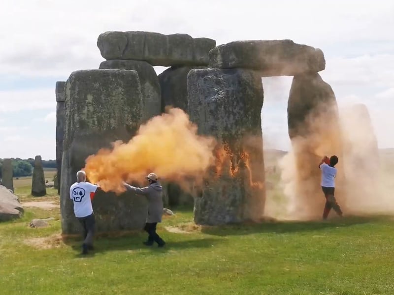 Rishi Sunak has condemned the Just Stop Oil attack on Stonehenge as a “disgraceful act of vandalism”