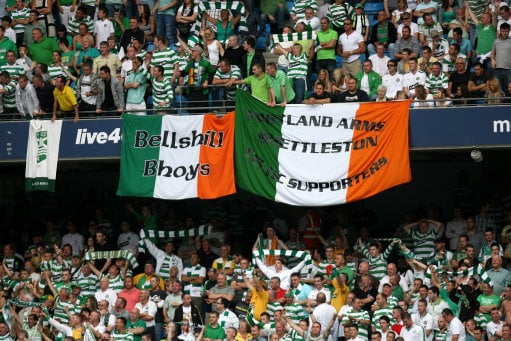Celtic fans soak up the atmosphere ahead of the game with Manchester City in 2009.