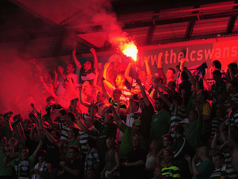 Celtic fans let off a flare during the pre season friendly between Swansea City in 2011.