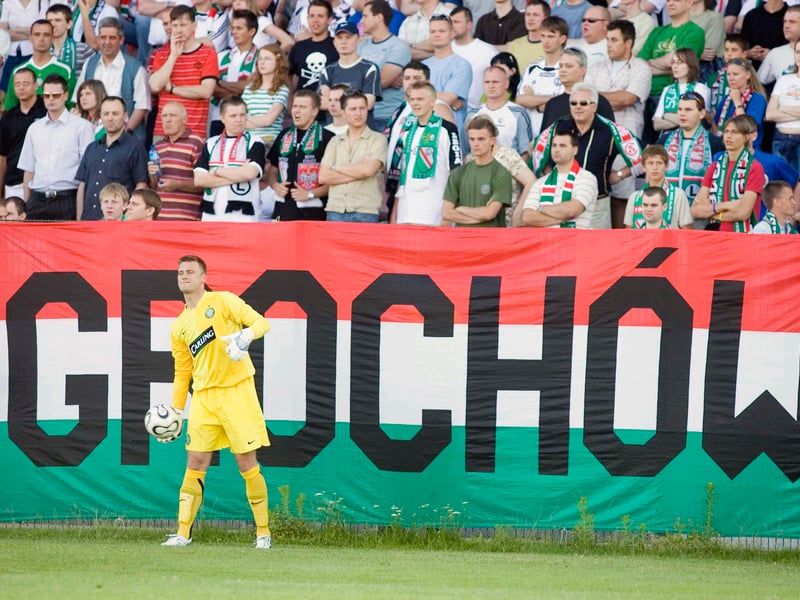 Former Celtic goalkeeper Artur Boruc gets prepared to come on as he gets his wish to play in front of fans from Legia Warsaw.