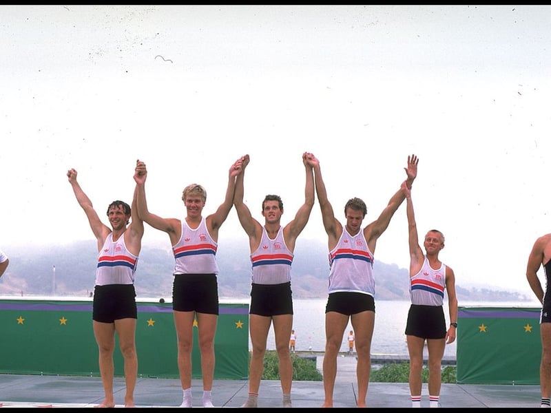 Dr Richard Budgett (pictured second from left) was the only Scot to win gold at the 1984 Los Angeles Olympics, triumphing in the Rowing Men's Coxed Fours alongside Olympic great Steve Redgrave.