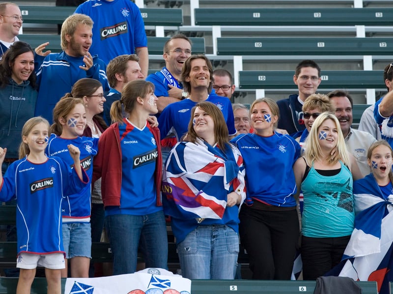 Rangers fans enjoy the 1-0 victory over LA Galaxy in Los Angeles, 2007.