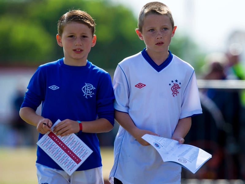 Two young fans waiting for autographs ahead of the game against Brora Rangers in 2013.