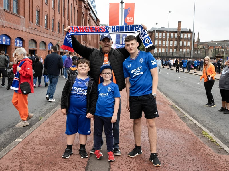 Rangers' fans pre-match during a pre-season friendly match between Rangers and Hamburg at Ibrox Stadium in 2023.