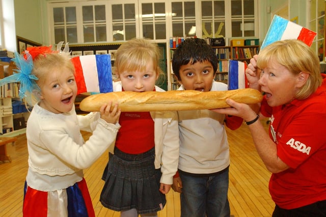 French day at East Boldon Infants in 2005. But who is pictured tucking in to the food?