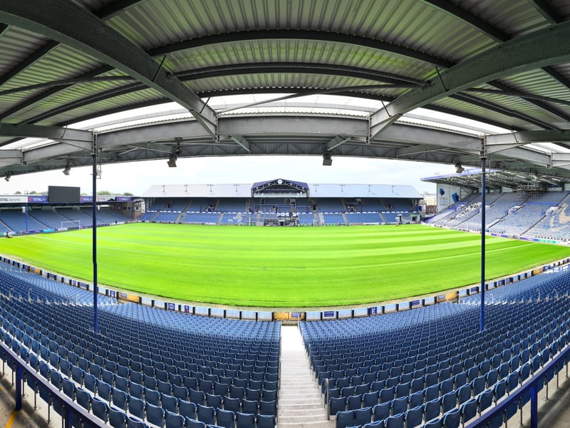 Wide lense view of Fratton Park as £15m overhaul continues.
