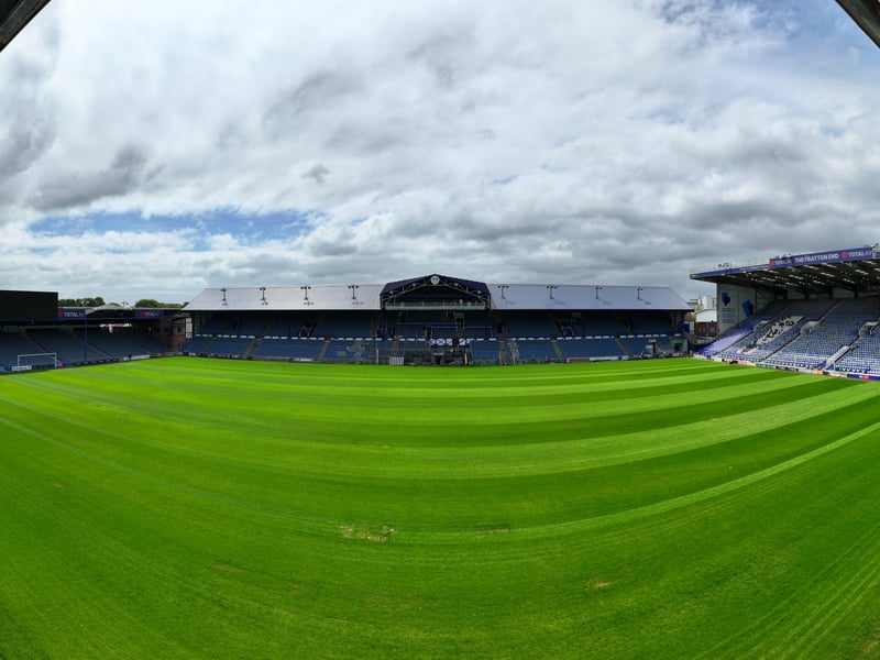 Wide image of Fratton Park amid £15m summer improvements.
