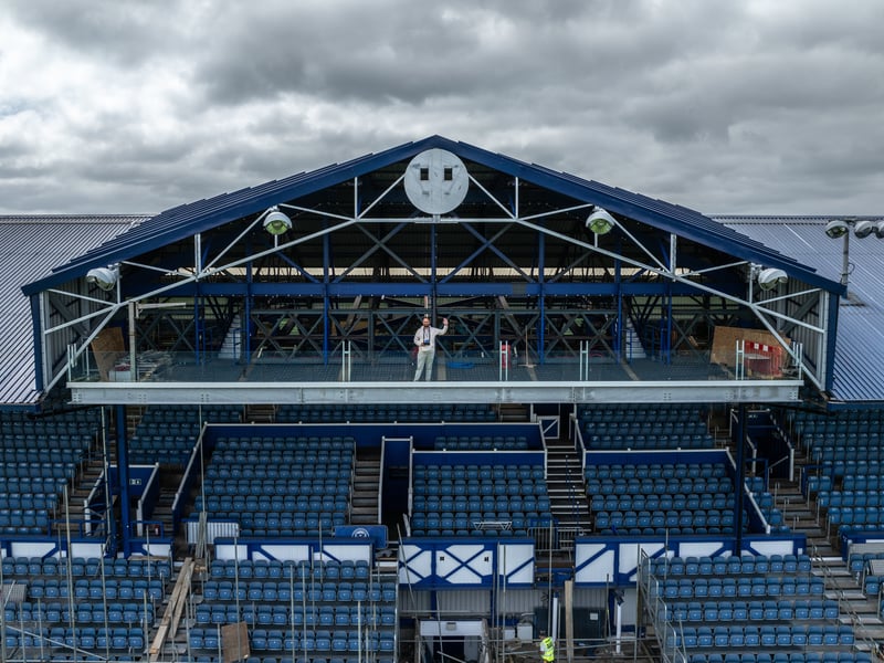 PMC's Steve Cripps in the new Souths Stand TV gantry.
Pic: Marcin Jedrysiak (https://www.marcinjedrysiakphotography.com/) | Marcin Jedrysiak