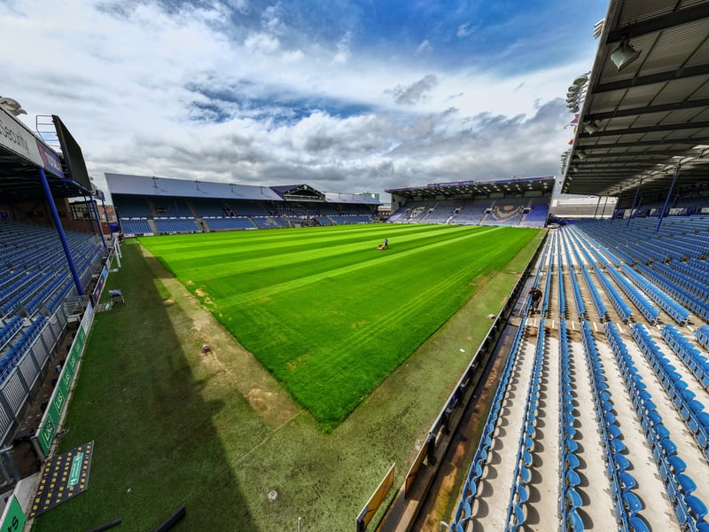 General view of Fratton Park and pitch as £15m overhaul continues.