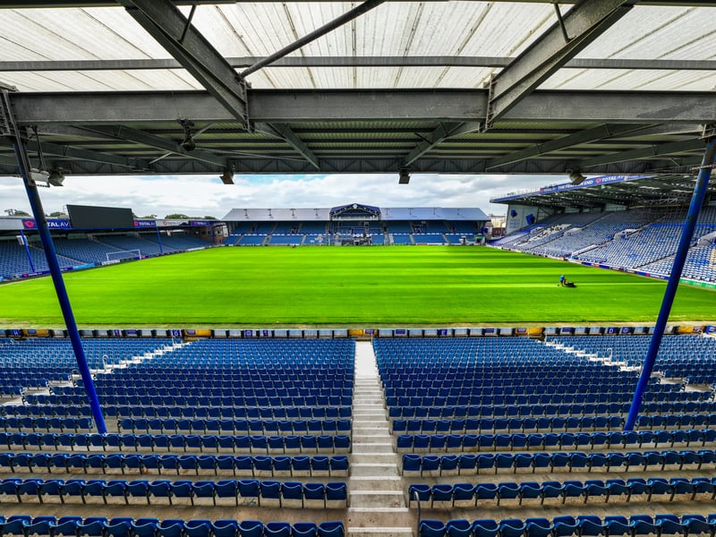 View of pitch as Fratton Park overhaul continues.