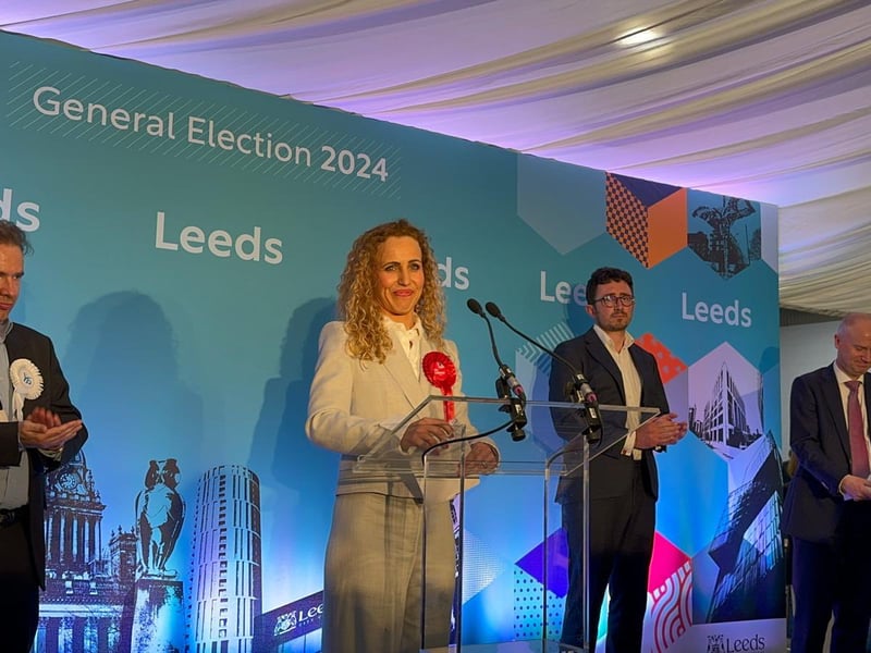 Katie White after winning the seat to become MP for Leeds North West