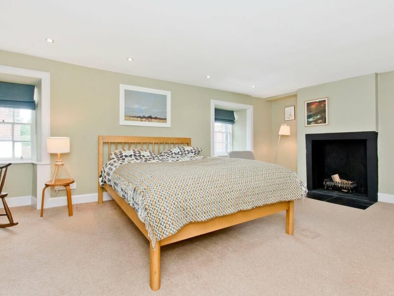 The property’s first floor hosts two large double bedrooms and stairs leads to an attic conversion where there is an impressive bathroom with bath, separate shower, and storage. Outside is a large enclosed south-facing garden with a new summer house. Contact Thorntons.