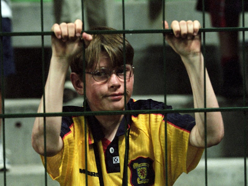 A young Scotland fan following the 3-0 loss to Morocco in St-Etienne.