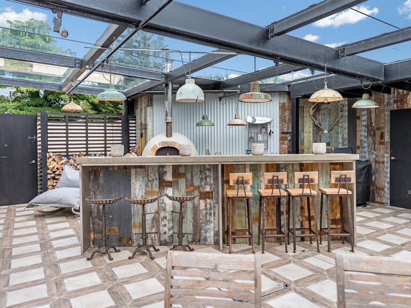 Another view of the outdoor dining and entertaining space.
