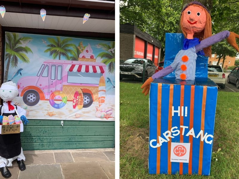 L: An ice-cream seller. R: A jack in the box