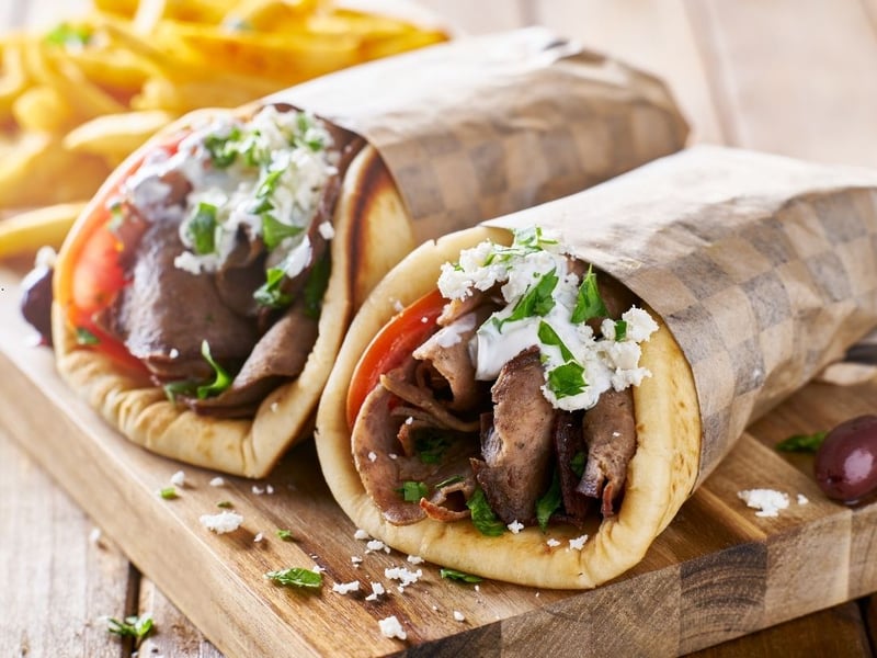 Fancy going Greek? A chicken gyros wrap or pork gyros wrap will set you back £14. Add cheesy Greek style fries for £7.50.