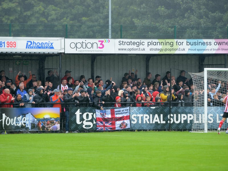Sunderland fans in action during the Black Cats' 5-0 away pre-season win against South Shields.