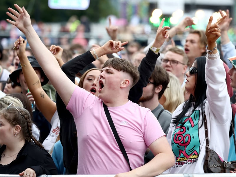 Fans sing along to the Vaccines on the Saturday at TRNSMT.