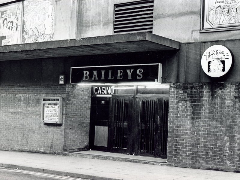 Baileys nightclub and casino, on Bank Street, Sheffield city centre, in March 1977