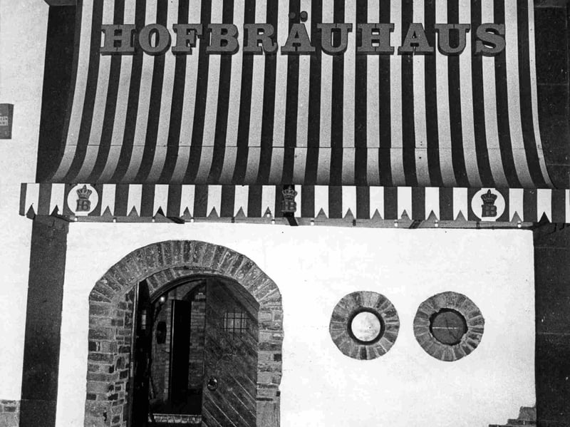 The Hofbrauhaus on Eyre Street, Sheffield city centre, n 1977. Revellers were encouraged to stand on the seats and sway along to the oompah band at the German bierkeller-style venue.