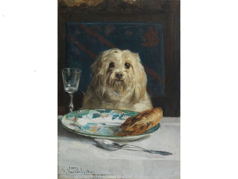 Belgian artist Charles Van den Eycken's (1859-1923) painting of a Maltese at the dinner table, entitled 'Bon appetite', is expected to make £4,000-£6,000.