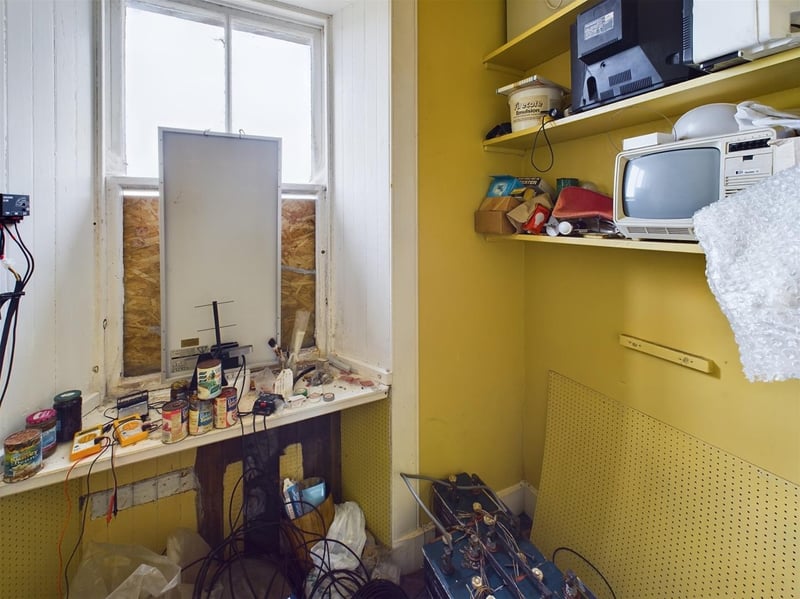 This small room is currently serving as storage space