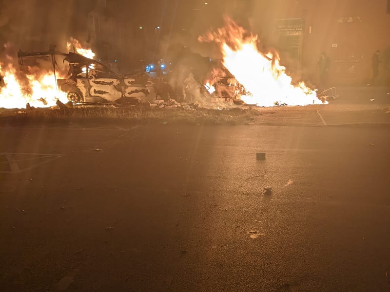 Footage and images from nearby streets now appear to show riot scenes unfolding and widespread chaos.