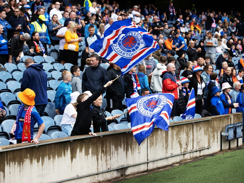 Rangers fans show their support ahead of the game vs Manchester United.