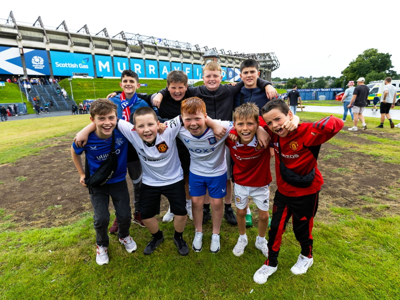 Young supporters of both Rangers and Manchester United get ready for the game in the capital.