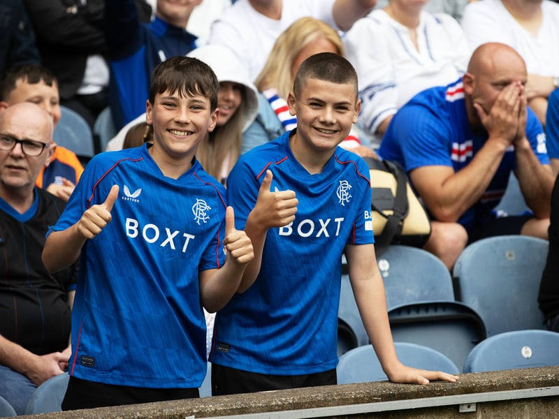 Two young Rangers fans look forward to the game in Edinburgh.